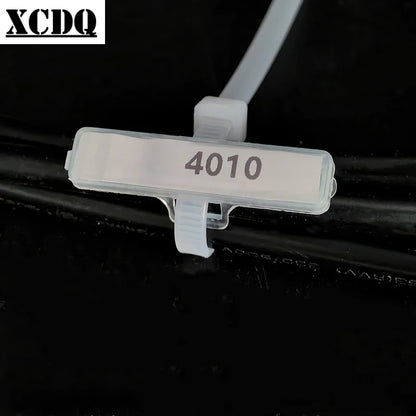 50 stücke Kabel Label Tag Box Transparent Kunststoff Kabelbinder Marker Tag Draht Zeichen Name Halter Display Identifikation Dichtung Fall LMC