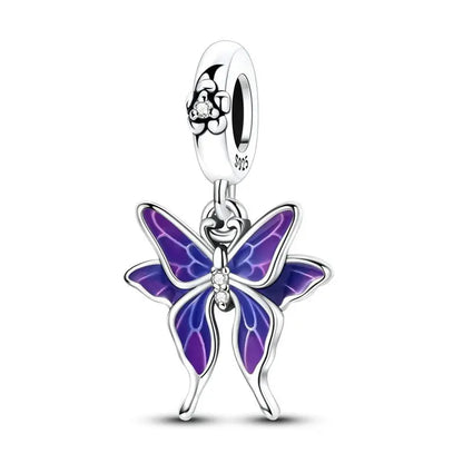 Heißer Verkauf, 925er-Sterlingsilber, Sterne und Mond, Perlen, Schmetterling und Engel, baumelnder Charm, passend für Armbänder, niedliche bunte Anhänger-Geschenke