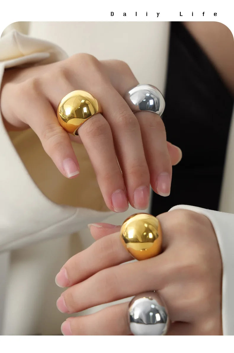 Mode Frauen Edelstahl Ring Oval Weibliche Luxus Ring Punk Zubehör Ästhetik Schmuck Party Geschenk Großhandel