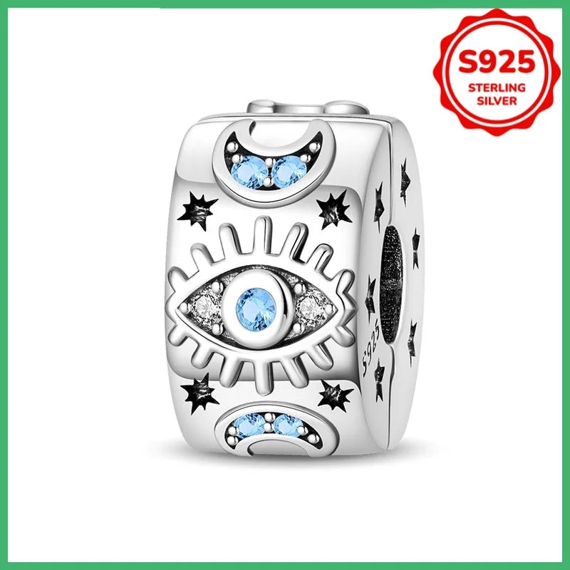 Kleeblatt-Schneeflockenfarbene Sicherheitsschnalle aus 925er Sterlingsilber für modische Damen-Charm-Perlen, geeignet für DIY-Armbänder