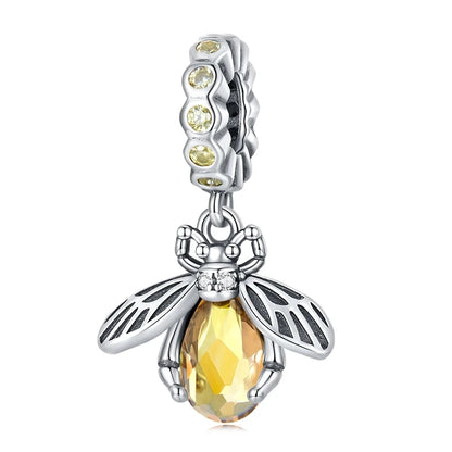 WOSTU 925 Sterling Silber Tier Cat Charm Anhänger Herz Familie Marienkäfer Bee Perlen Fit Original Armband DIY Schmuck Für Frauen
