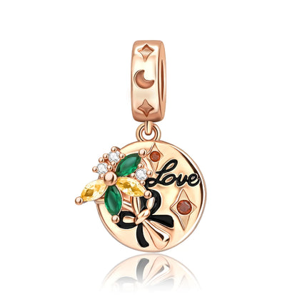 Roségold-Serie, 925er-Sterlingsilber, Zwölf Sternbilder, Halbmondkrone, High-Heel-Charm, passend für DIY-Armbänder, Halsketten, Geschenke