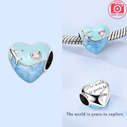 Sterling Silber 925, Fantasie, buntes Herz, Charm-Planeten-Anhänger, Perlen, passend für Original-Armband, Perle für Frauen, edler Schmuck, Geschenk