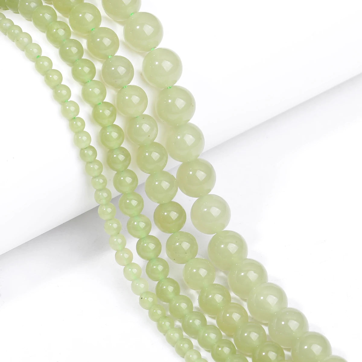 SHIJIWLS Hetian-Jade-Perlen, lose Distanzperlen werden für die Schmuckherstellung, DIY-Armband-Fußkettchen-Zubehör 4/6/8/10 mm verwendet