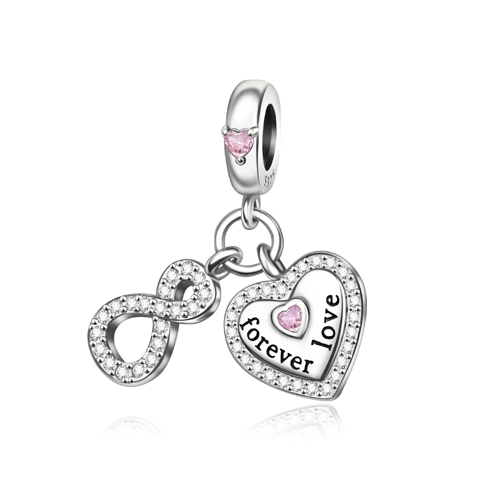 Romantischer 925 Sterling Silber Liebesschlüssel Herz-zu-Herz Charm für DIY Armband Halskette Verlobung Party Geschenke