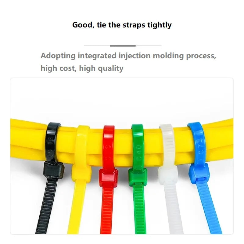    100 Stück Mehrfarbige 3x200mm Selbstsichernde Nylon-Kabelbinder Schnellbündelbare Kunststoff-Schlaufen Drahtbinder zur Organisation von Elektronik