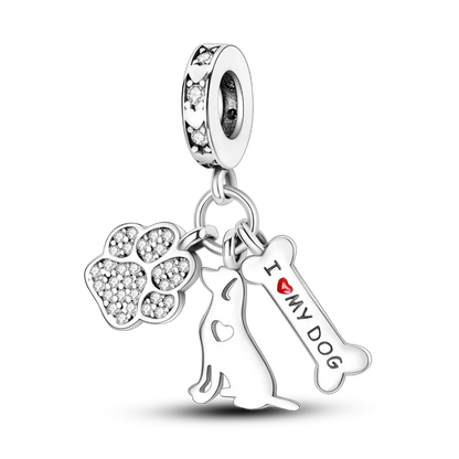 Original 925 Sterling Silber Goldene Haustiere Charms Perle Bunte Zirkonium Klee Engel Herz Baumeln Fit Armband DIY Schmuck Geschenk