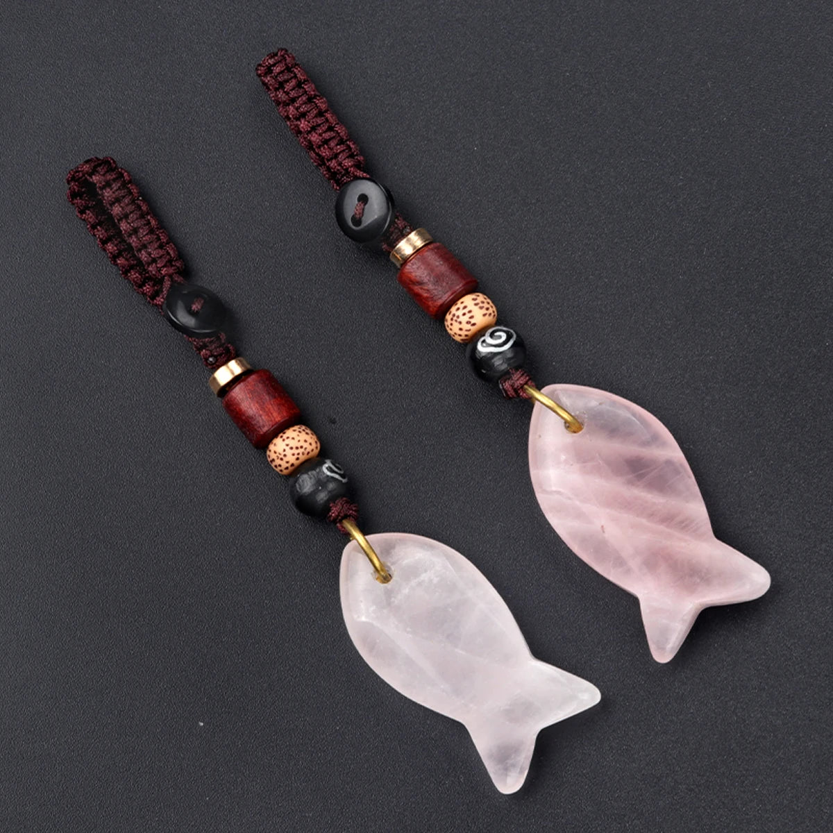 1 stücke natürliche Halbe del stein Tigerauge Stein gewebte kleine Fisch Auto Schlüssel bund Tasche Anhänger Schmuck Zubehör Geschenk