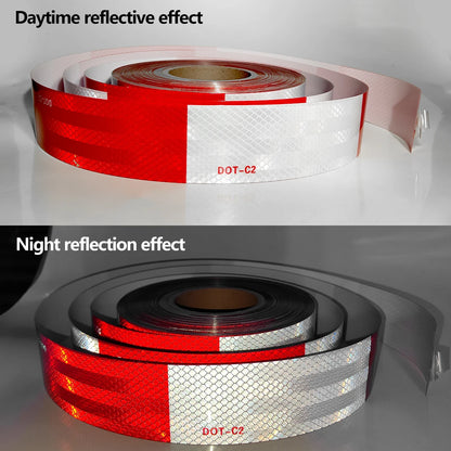 Reflektierendes Sicherheitsband DOT-C2, PET-Material, rot und weiß, wasserdicht, Sonnenschutz, starke Reflexion, Warnband für Sicherheit