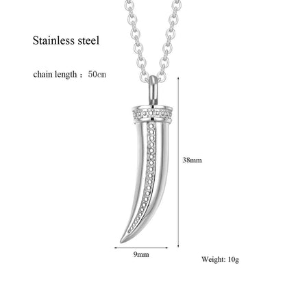Persönlichkeit Edelstahl Wolf Zähne Feuerbestattung Urne Anhänger Halskette für Frauen Männer Andenken Memorial Asche Schmuck