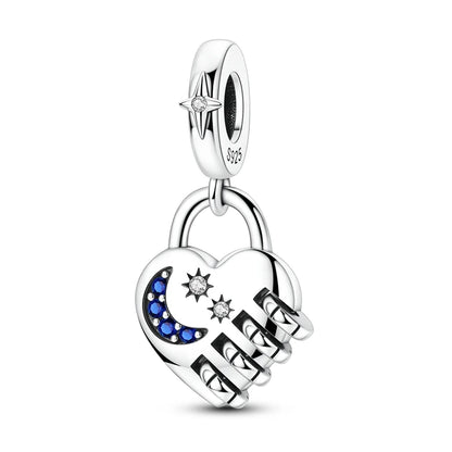 Teufelsaugen-Charm aus 925er Silber, Original-Hand der Fatima, blauer Zirkon, Kreuz, blaue Augen, passend für Armbänder, DIY-Herstellung von Schmuck, Geschenk