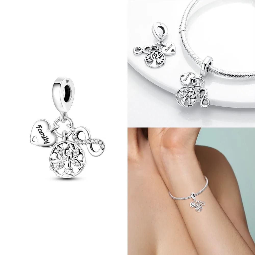 Neue Charms-Perle aus 925er-Sterlingsilber, rosa Schmetterling, leuchtende Glühwürmchen, baumelnd, passend für Armreifen, Halskette, DIY-Schmuck, Frauen-Geschenk