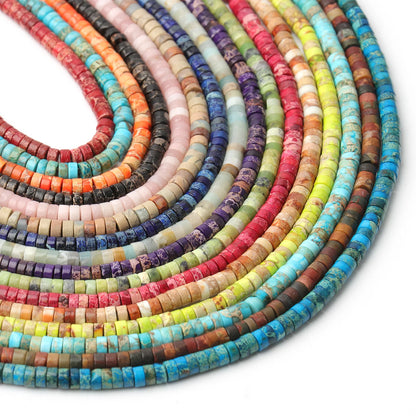 4 x 2 mm flache runde Rondelle-Abstandsperlen, natürlicher Jaspis, rosa Opal, Amethyst, Lapislazuli, Chrysopras-Perlen für die Schmuckherstellung