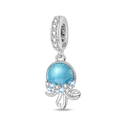 Beliebter Charm-Anhänger aus 925er-Sterlingsilber mit Delfin, sicherer Kette, Muschel und Qualle, passend für Armbänder, exquisites Strandparty-Geschenk