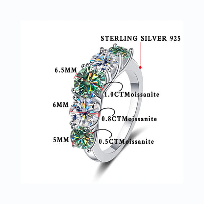JOIAS HOME 18 Karat vergoldet 3,6 CT Alle Moissanit Ringe für Frauen 5 Steine funkelnder Diamant Ehering S925 Sterling Silber Schmuck