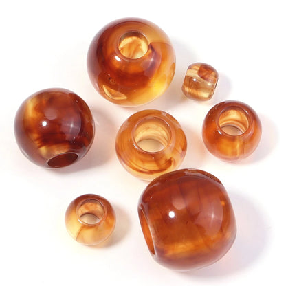 10-200PCS Imitation Bernstein Perlen Runde Acryl Perlen Lose Große Loch Spacer Perlen Für Schmuck Machen DIY Armband halskette