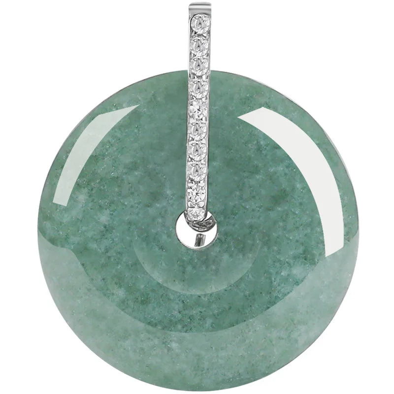 Natürlicher Jadeit A Goods Bean Green Peace Button Anhänger S925 Silber mit Ice Jade Halskette für Männer und Frauen Viel Glück