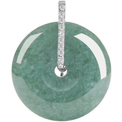 Natürlicher Jadeit A Goods Bean Green Peace Button Anhänger S925 Silber mit Ice Jade Halskette für Männer und Frauen Viel Glück