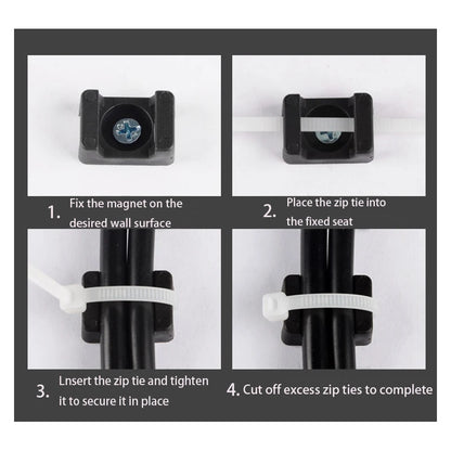 4-8 Stück starke Gummimagnet-Basis, fester Kabelbinderhalter, sattelförmige Kabelbinder-Clips, passende Halterung, Kabel-Organizer, beweglich