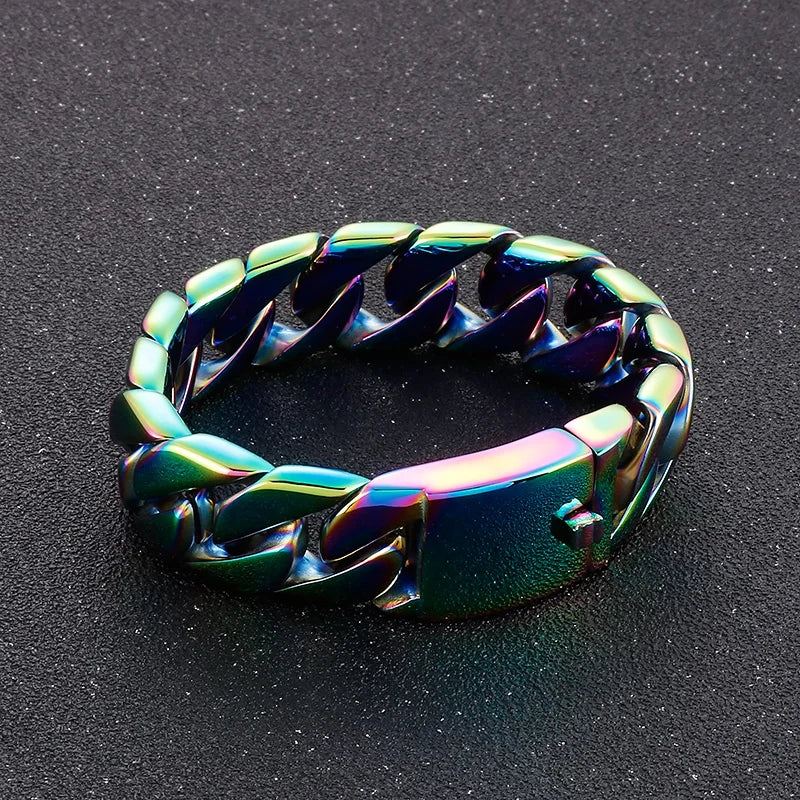 20/26/31MM 316L Edelstahl Curb Kubanisches Armband Riesige Schwere Silber Farbe Ton Schmuck Herren Frauen Biker Bike Kette Armbänder
