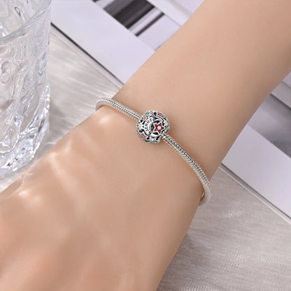 Heißer Verkauf 925er Sterlingsilber, Geburtsstein Juni, Herzperlen und Sonne und Mond, Medaillenanhänger, passend für Armband-Halskette, exquisite Geschenke