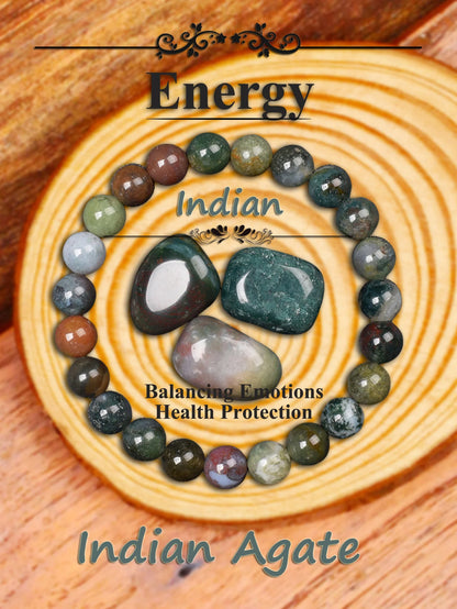 Natural African Bloodstone Beads Bracelet For Courage Protection Grounding Strength Energy Healing & Good Luck Vitality Jewelry