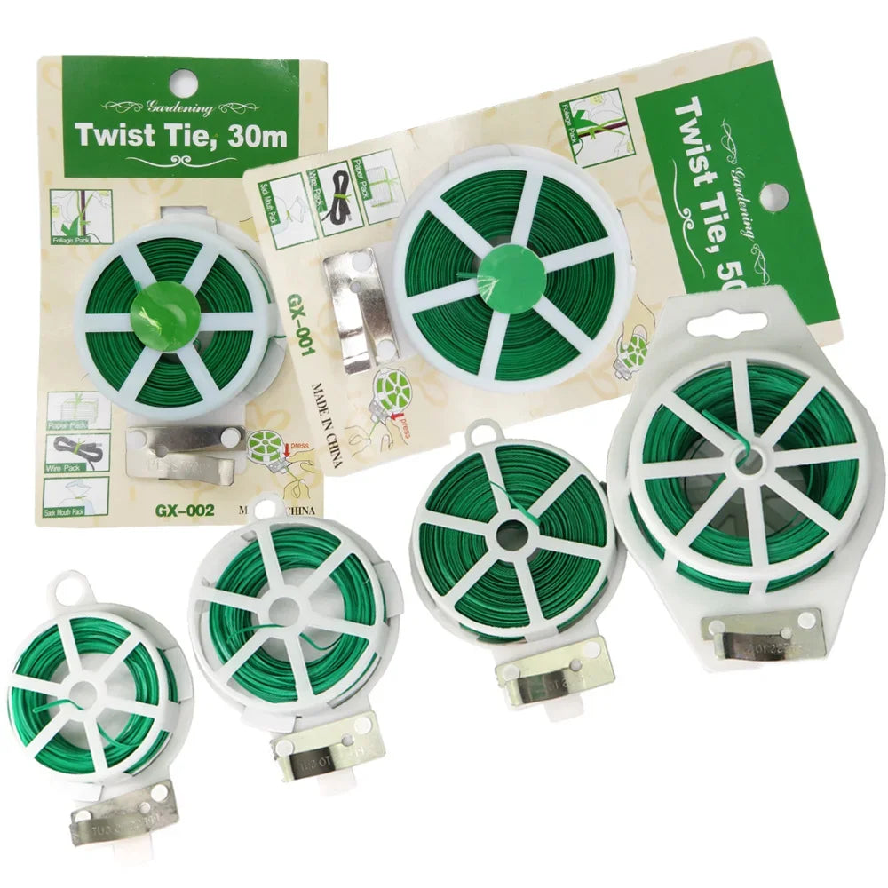 1pc 30/50M Langlebige Pflanzen Krawatte Grüne Beschichtung mit Cutter Starke Twisted Cord Garten Bonsai Unterstützung gartenarbeit Und Outdoor Verwenden Suppl