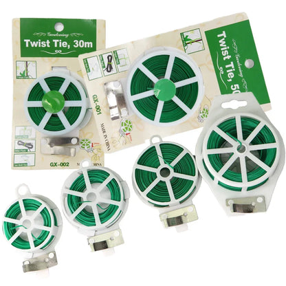 1pc 30/50M Langlebige Pflanzen Krawatte Grüne Beschichtung mit Cutter Starke Twisted Cord Garten Bonsai Unterstützung gartenarbeit Und Outdoor Verwenden Suppl