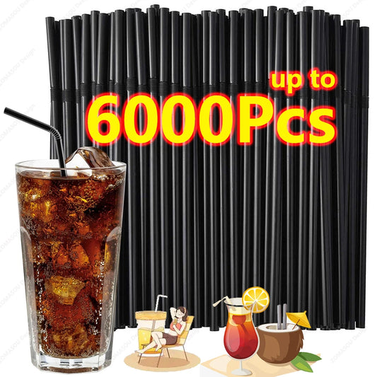 50-6000 Stücke Schwarz Trinkhalme Bunte Hochzeit Cola Milch Tee Cocktail Stroh für Bar Küche Getränke Hause Großhandel