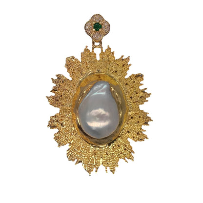 1 x weiße Süßwasser-Zuchtperle, vergoldeter Keshi-Anhänger für Halskette, Damenschmuck