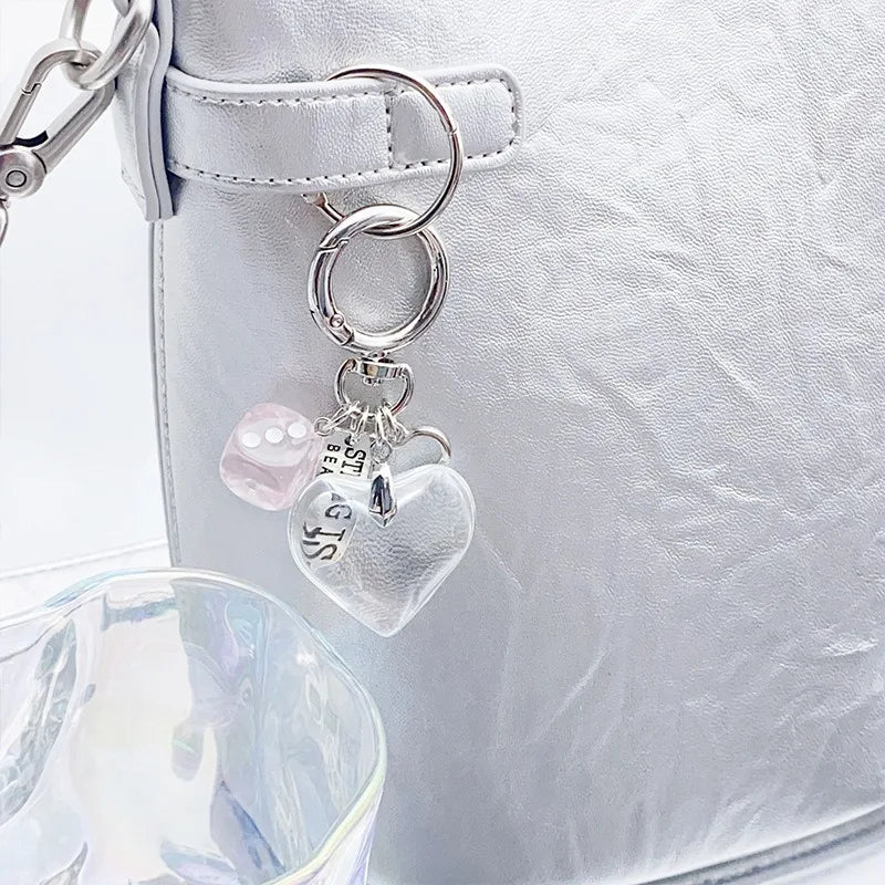 Schlüsselanhänger Y2K Rotes Herzförmiges Perlen-Valentinstaggeschenk Neues Design Geldbörsen-Charm Auto Goth Vintage Niedlicher Schlüsselanhänger Accessoire