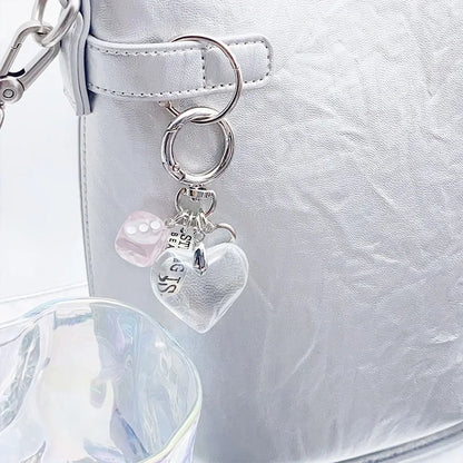 Schlüsselanhänger Y2K Rotes Herzförmiges Perlen-Valentinstaggeschenk Neues Design Geldbörsen-Charm Auto Goth Vintage Niedlicher Schlüsselanhänger Accessoire