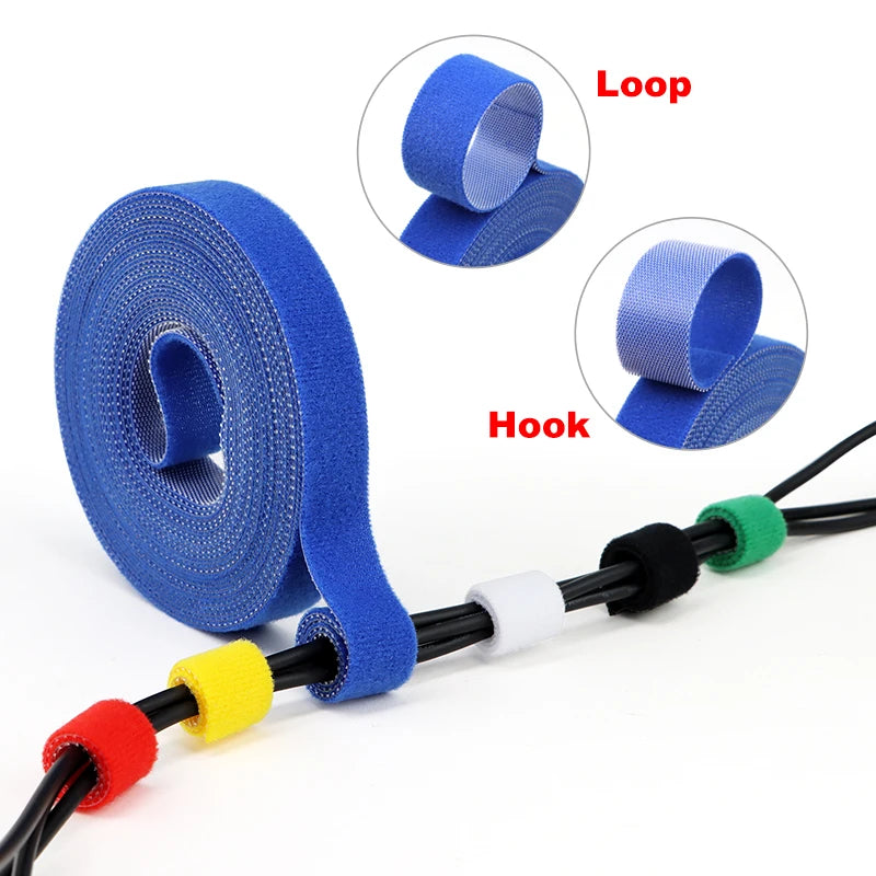 5M/Rolle Wiederverwendbare Kabelbinder Breite 10/15/20/25mm Nylon-Klebeband Klettverschluss Kabelorganisator-Band