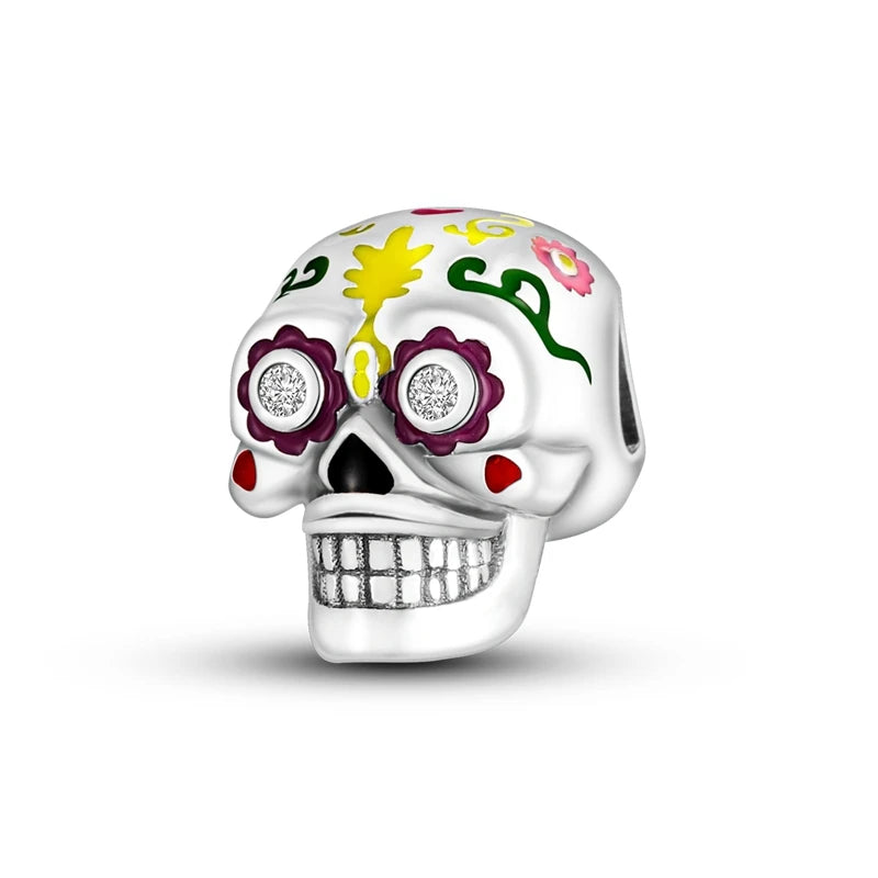 Charms aus 925er-Sterlingsilber, Perlen, Totenkopf, Apfel, baumelnd, passend für Original-Armbänder, DIY-Schmuck, Geschenke