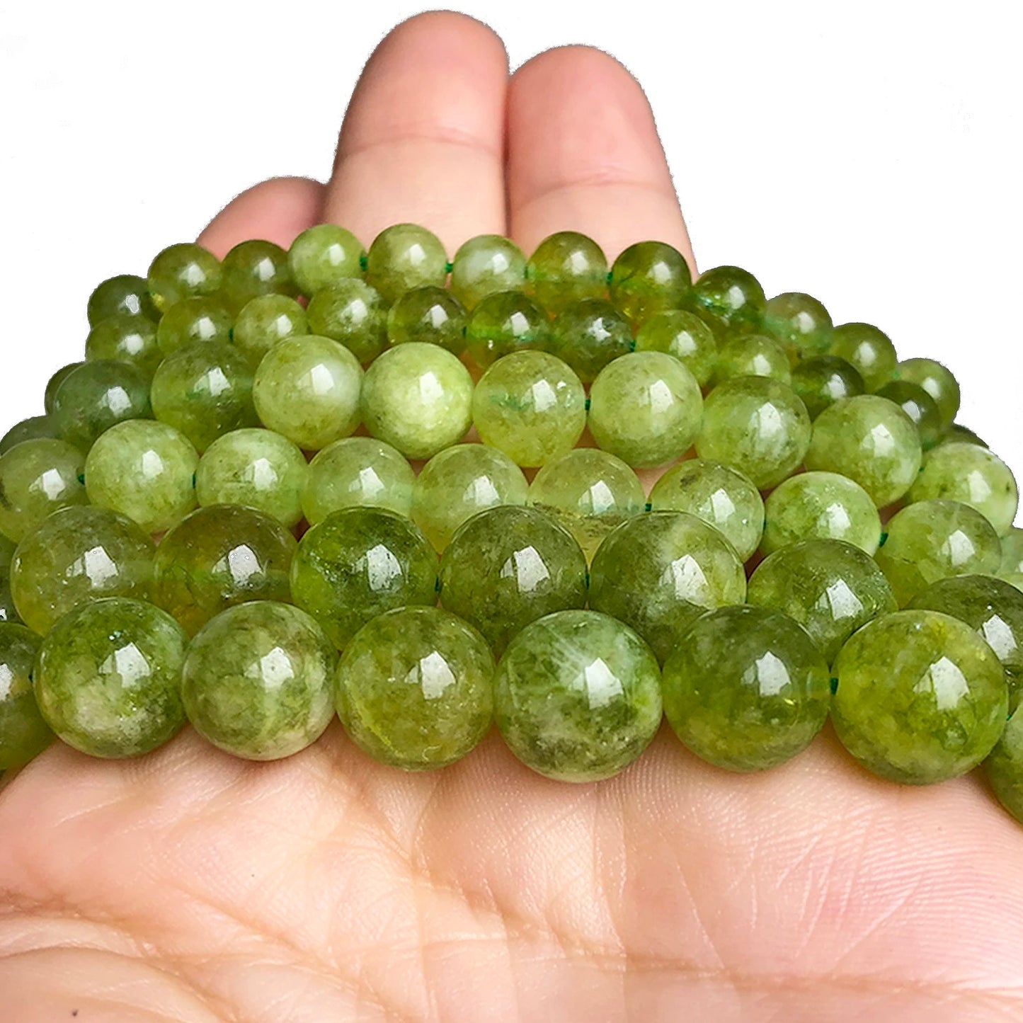 6-10mm Peridot Olivin Grün Kristall Perlen Diy Runde Lose Spacer Perlen für Schmuck Machen DIY Armband Halskette zubehör