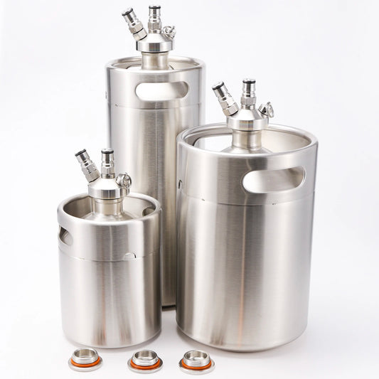 Mini-Fass mit Kugelverschluss, Speer, kohlensäurehaltiger Kappe, 2/4/5 l, Edelstahl 304, einwandig, tragbar, Picknick-Fässer, selbstgebrautes Bierfass