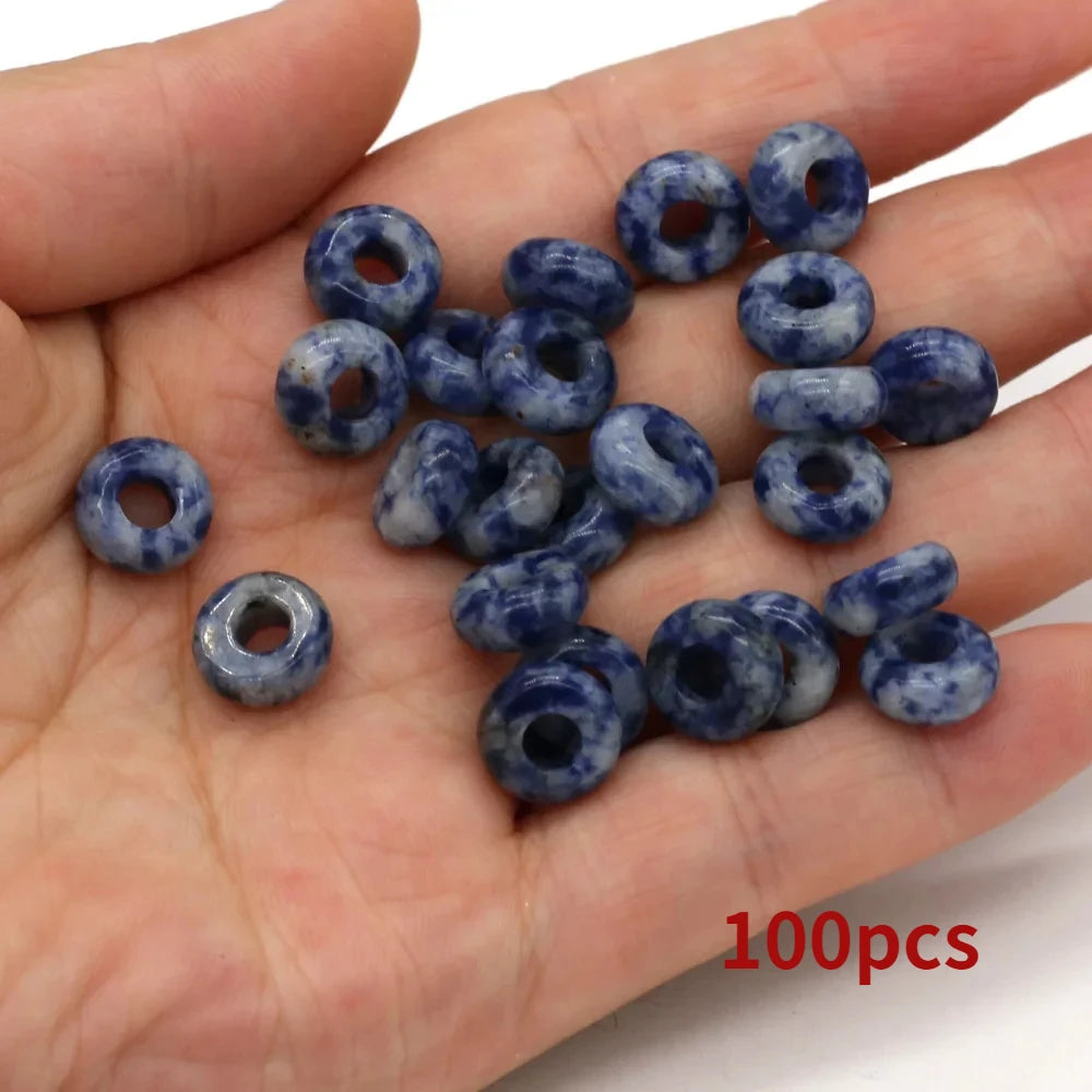 Großhandel 100 Stück Natursteinperlen, großes Loch, Abacus-Form, Agts-Steinperlen für die Herstellung von Schmuck, Halsketten, Loch 4 mm, Größe 5 x 10 mm