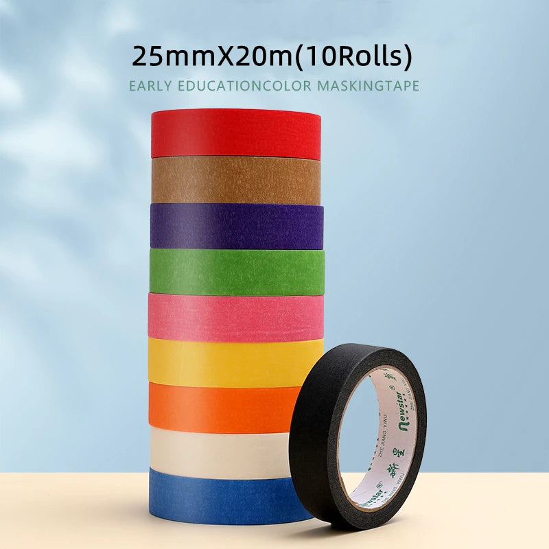 10 Rollen Krepppapier-Klebeband, 20 m Länge, handschriftlich, schützt die Wandmalerei, Zeichnung, keine Spuren, Abdeckband