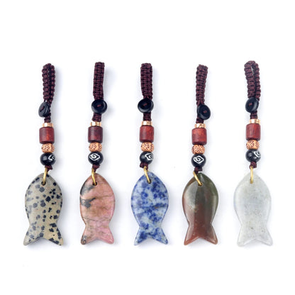 1 stücke natürliche Halbe del stein Tigerauge Stein gewebte kleine Fisch Auto Schlüssel bund Tasche Anhänger Schmuck Zubehör Geschenk