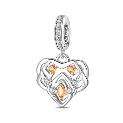 Kürbishaus-Perlen und Kuchen-Donut-Herzform aus 925er-Sterlingsilber, dreifach baumelnder Charm, passend für Armbänder, goldene orangefarbene Anhänger-Geschenke