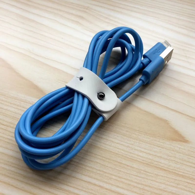 1Pc Leder Kabel Wickler Power Linie Daten Schnalle Kabelbinder Ohrstöpsel Kopfhörer Abnehmbare Anti-Verlust Reel Linie kabel Management