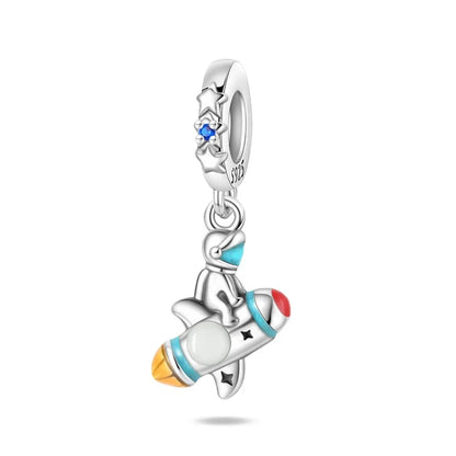 Heißer Verkauf 925er Sterlingsilber Raumschiff-Perlen und Kosmonauten-Anhänger, passend für exquisite Armbänder, schöne Schmuck-Accessoires, Geschenke