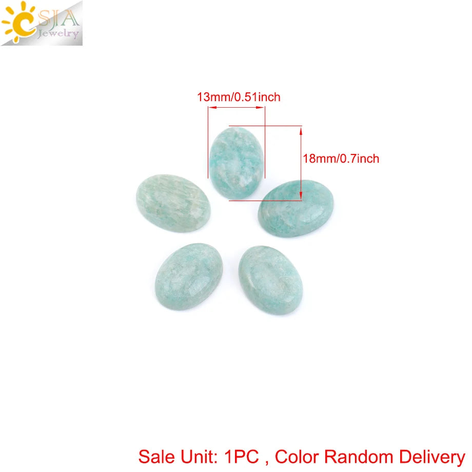 1pc Naturstein Perlen Amazonit Cabochon Oval Flache Lose Perlen für DIY Schmuck Machen Halskette Ring Anhänger Zufällige Farbe h755