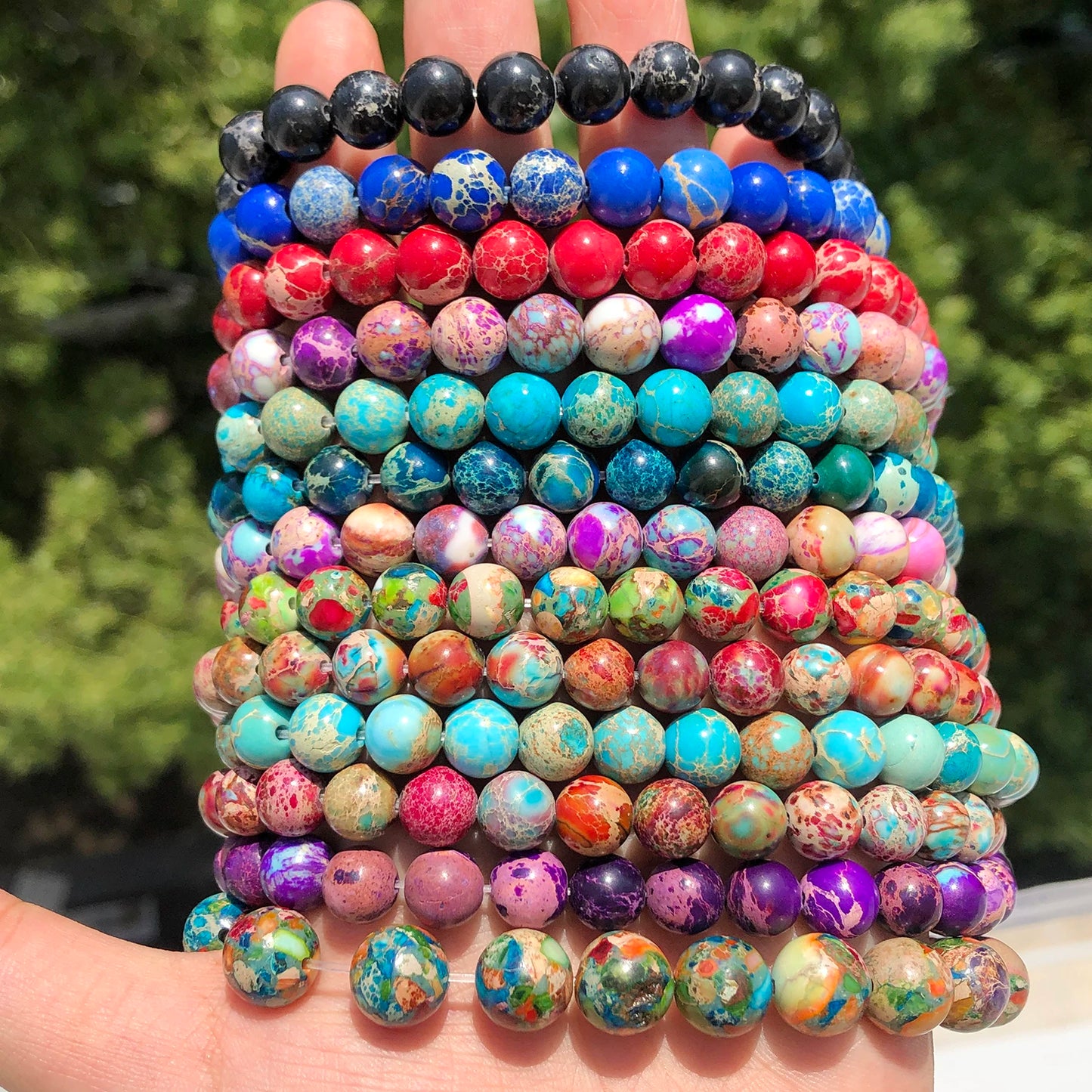 4/6/8/10mm Naturstein Meeressediment Imperial Jaspis Runde Lose Perlen für Schmuck Machen Handarbeiten diy Charms Armband 15''