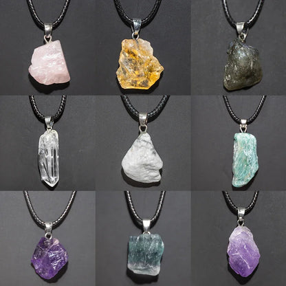 1PC Natürlicher Kristall Rohstein Amethyst Anhänger Energie Heilung Edelstein Amethyst Halskette Charms Chakra Halo Schmuck für Frauen