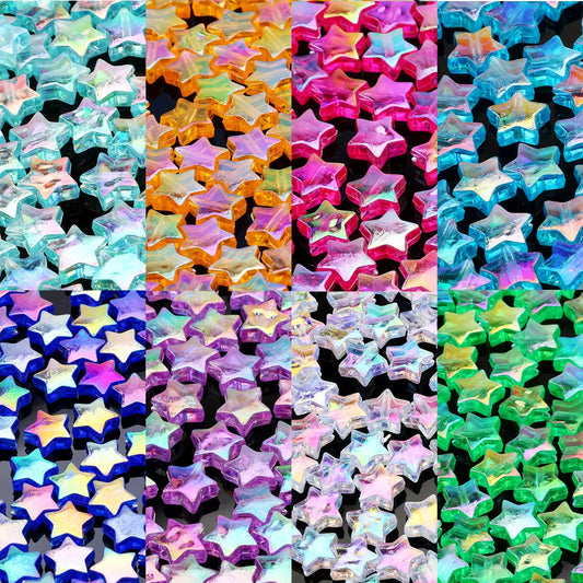 50 Stück transparente AB-Farbe, fünfzackiger Stern, Acrylperlen, lose Distanzperlen für Schmuckherstellung, DIY-Handwerk