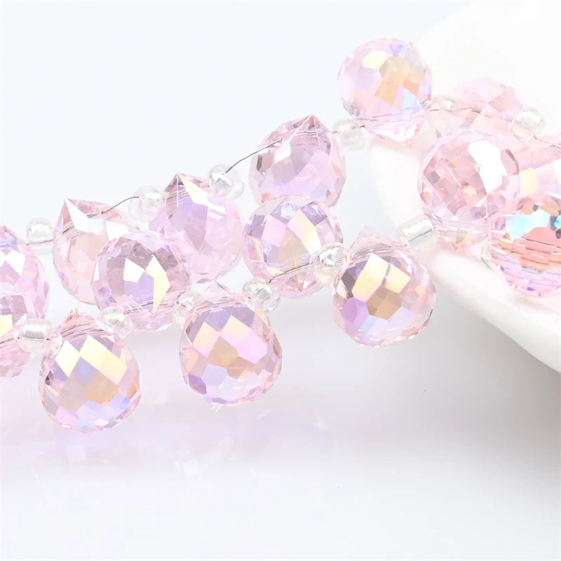 Österreich AB Farbe Kristall Erdbeere Perlen 10*8mm Glänzende Facettierte Glas Perlen für Schmuck Machen DIY Hochzeit Kleid zubehör