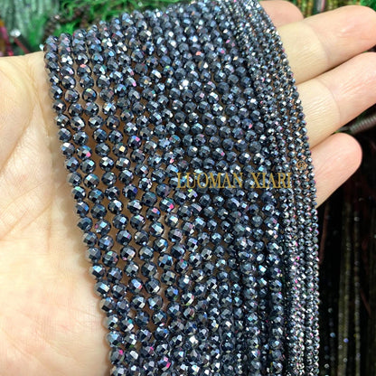 2 3 4 MM Facettierte Runde Naturstein AA Schwarz Turmalin Lose Spacer Perlen für Schmuck Machen Diy Armbänder Zubehör charms
