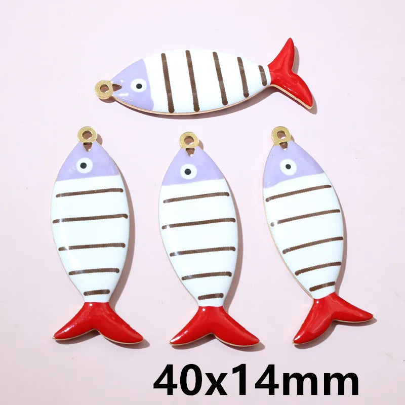 10 Stück Edelstahl Emaille Streifen Fisch Charms Anhänger 40x8/40x14mm DIY Schmuck Herstellung Zubehör für Halsketten Ohrringe
