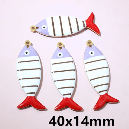 10 Stück Edelstahl Emaille Streifen Fisch Charms Anhänger 40x8/40x14mm DIY Schmuck Herstellung Zubehör für Halsketten Ohrringe